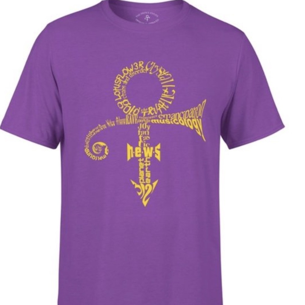 Purple Graphic Tee with Yellow Symbol - Men's Shirt